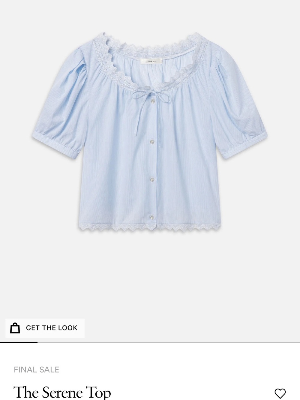 Frame Denim Light Blue Lace-Trim Button Blouse